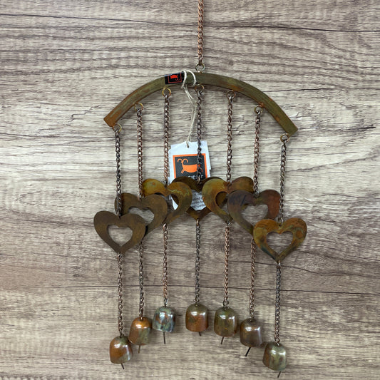 FLAMED HEARTS ON ARCH WIND CHIME