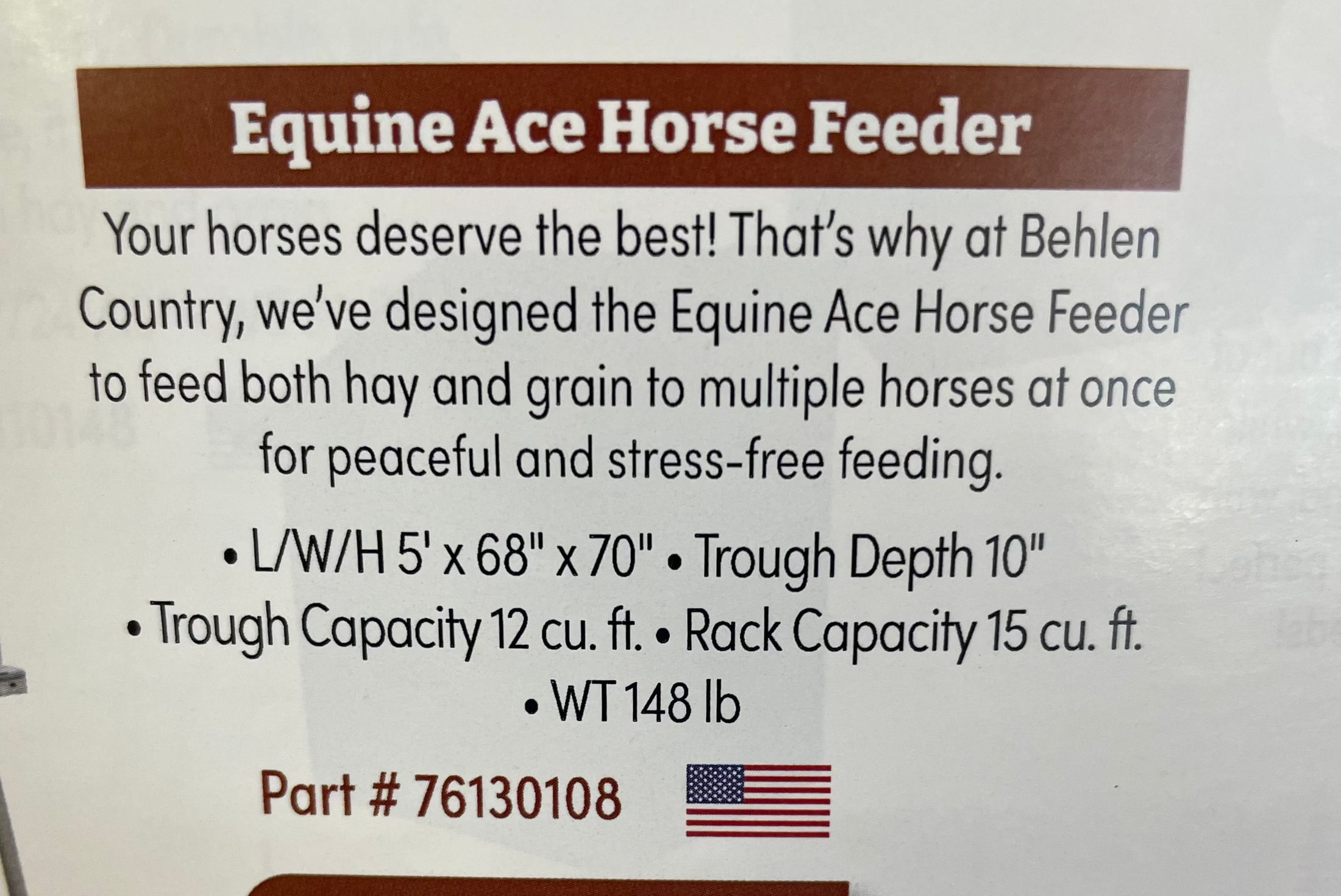BEH FEEDER, ACE HORSE FEEDER