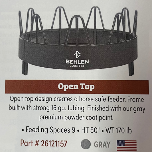 BEH FEEDER, OPEN TOP HORSE BALE FEEDER