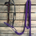 Load image into Gallery viewer, DARK OIL SCALLOPED PURPLE LOPING HACKAMORE
