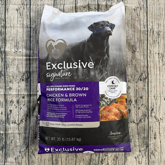 PUR DOG - EXCLUSIVE PERFORMANCE (PURPLE) CHICKEN AND BROWN RICE DOG FOOD 35LB
