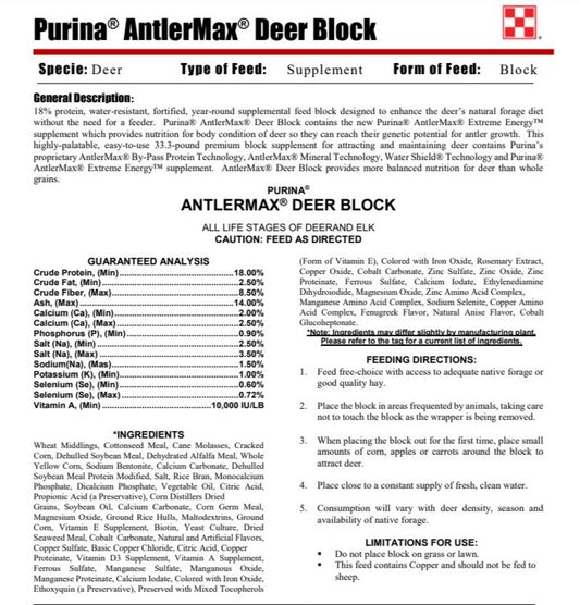 MP PUR DEER - ANTLERMAX PREMIUM DEER BLOCK 20LB