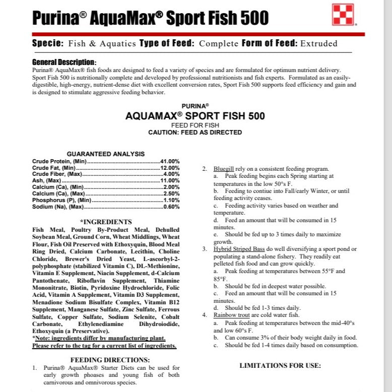 MP PUR FISH- AQUAMAX SPORTFISH 500 50LB