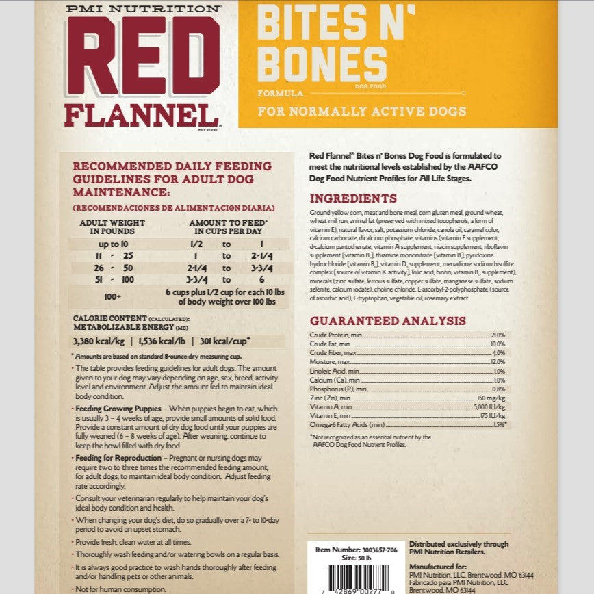 PUR DOG - RED FLANNEL BITES N BONES 50LB