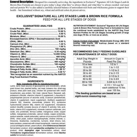 EX LAMB/BR Adult Dog 30#-DOG - BLUE : 30#