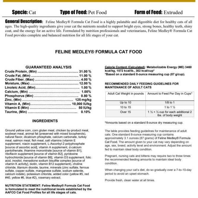 PUR CAT - FELINE MEDLEY CAT 20LB
