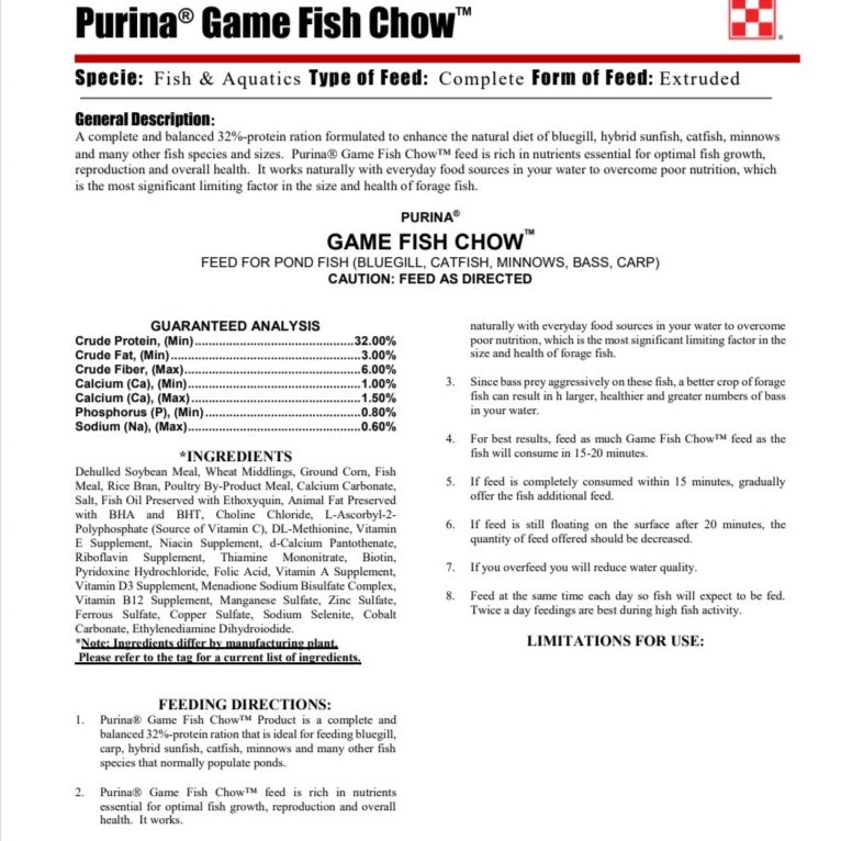 MP PUR FISH - GAME FISH CHOW 50LB
