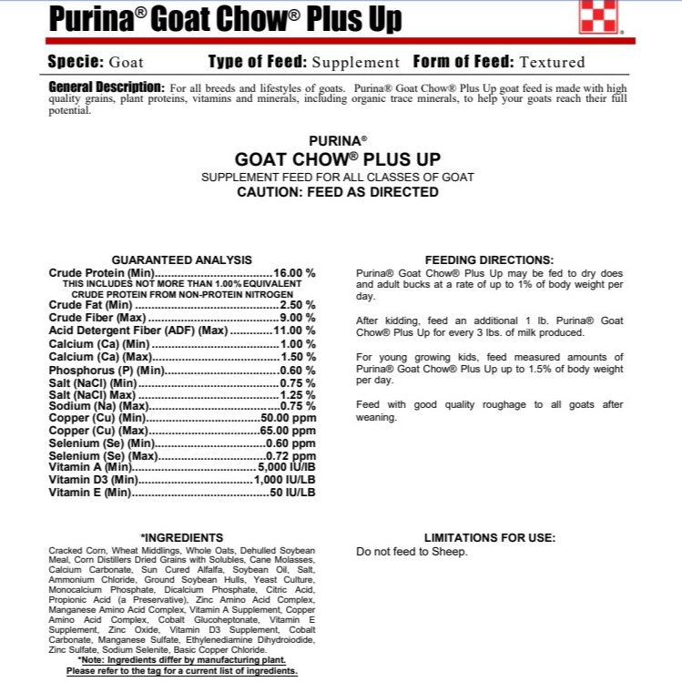 MP PUR GOAT - GOAT CHOW PLUS 50LB