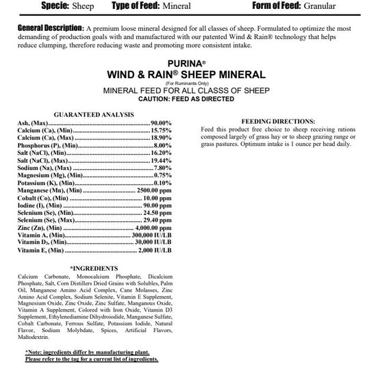 MP PUR SHEEP - WIND & RAIN MINERAL 50LB