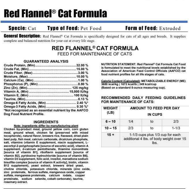PUR CAT - RED FLANNEL CAT 20LB