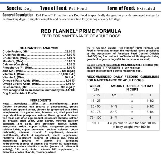 MP PUR DOG - RED FLANNEL PRIME 50LB