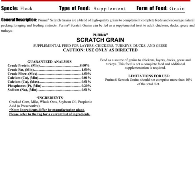 Scratch 50LBS-CHICKEN FEED : 50#