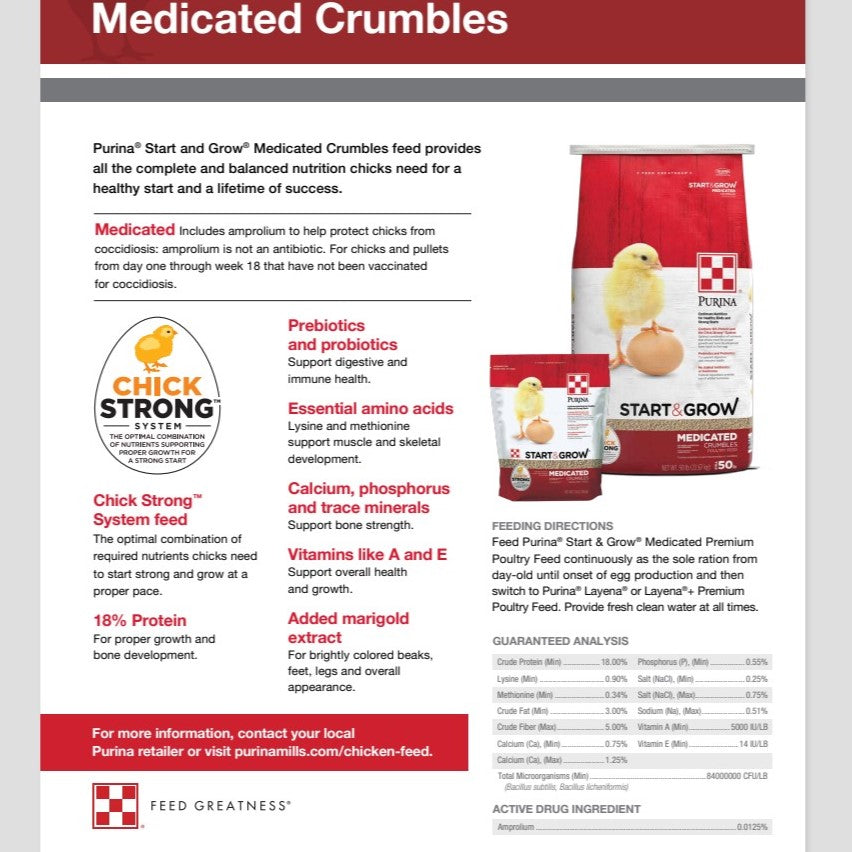MP PUR CHICKEN - START & GROW MEDICATED CRUMBLES 5LB