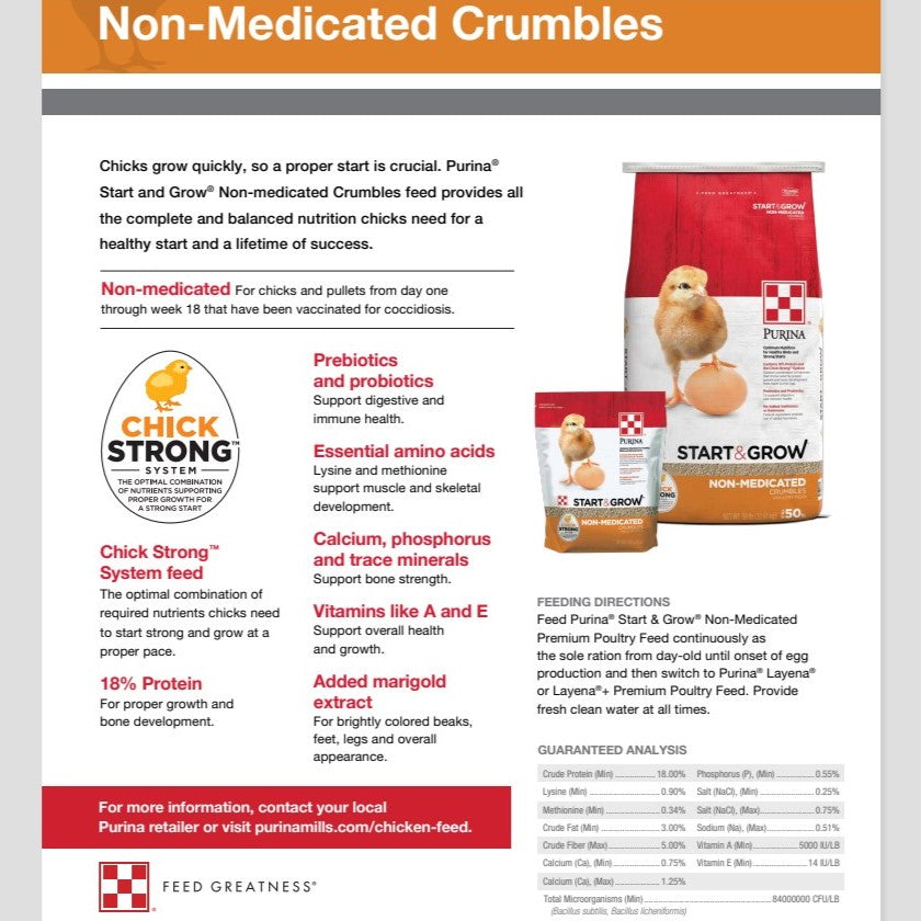 MP PUR CHICKEN - START & GROW NON-MEDICATED CRUMBLES 50LB