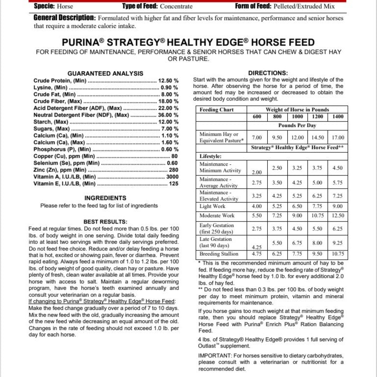Strategy Healthy Edge (Purple)-HORSE FEED : 50#
