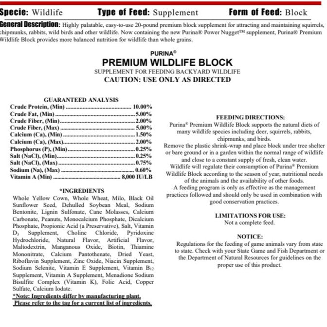 PUR WILDLIFE - WILDLIFE BLOCK 20LB