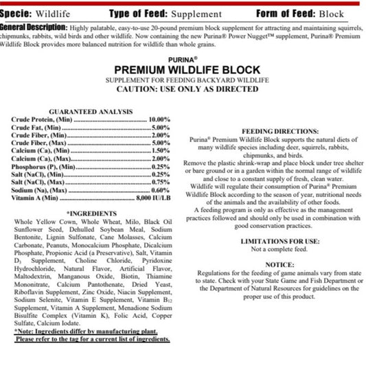 PUR WILDLIFE - WILDLIFE BLOCK 20LB