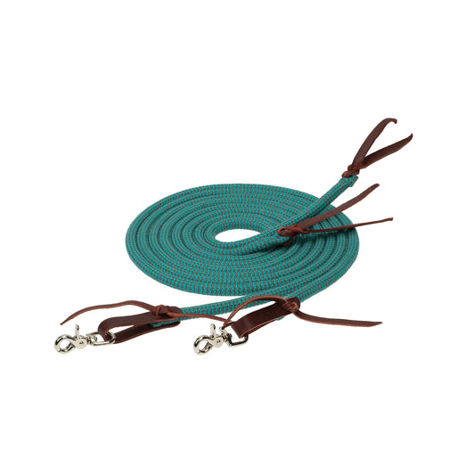 2026 WV Reins: EcoLuxe, Split, Turquoise/ Charcoal, 1/2" X 8'