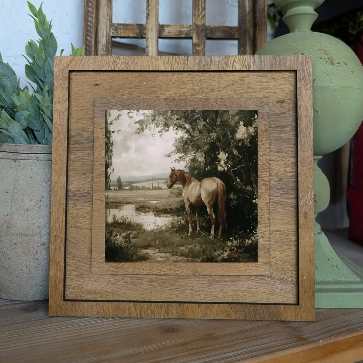 Square Framed Palomino Canvas Art