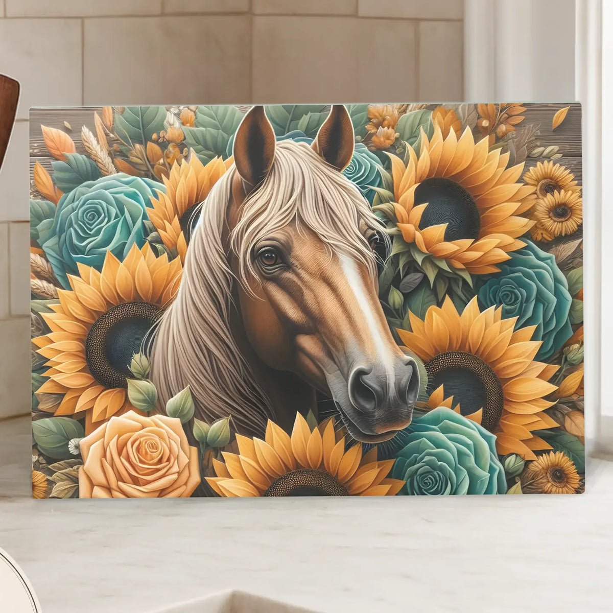 Palomino in Sunflower Florals Glass Cutting Board