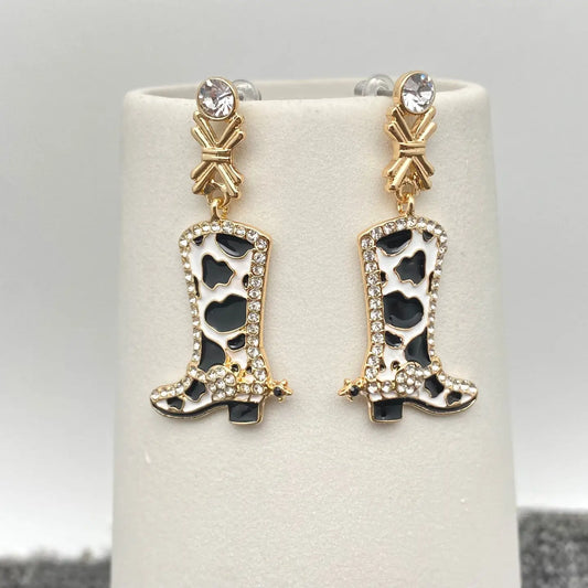 COWGIRL RHINESTONE BOOTS POST EARRINGS
