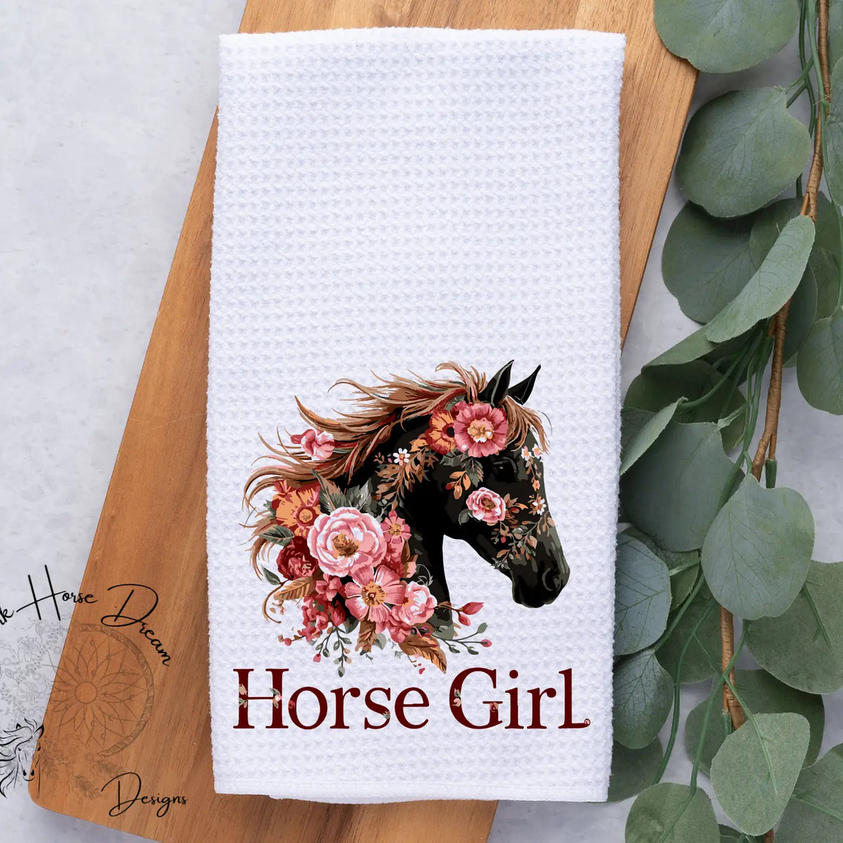 Horse Girl, Floral Pony Hand Towel