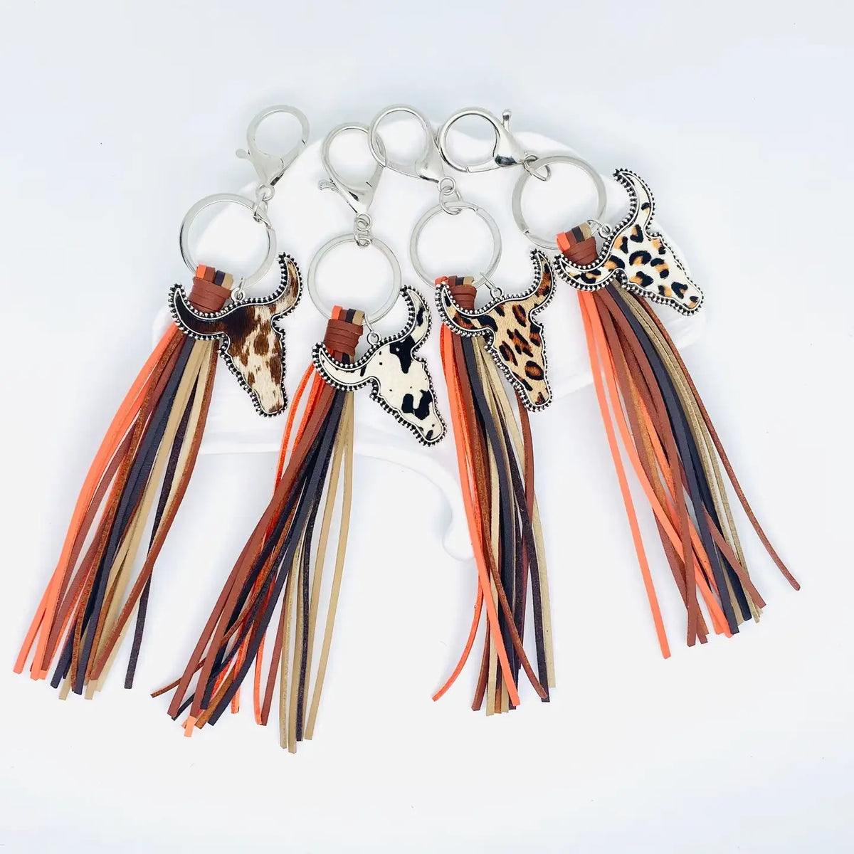 Western Tassel Printed Cowhead Pendant