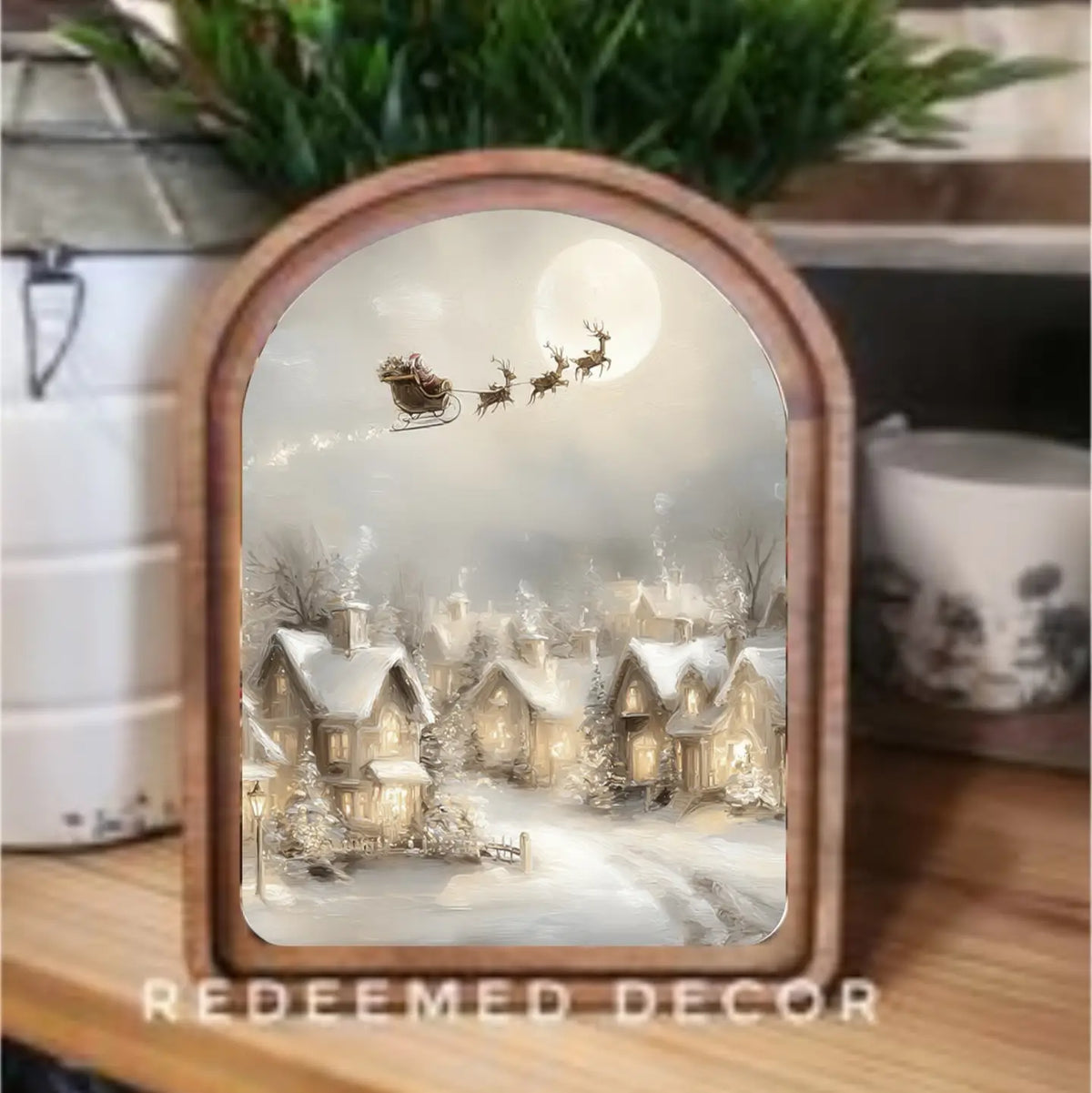 Arch Top Flying Sleigh Framed Art
