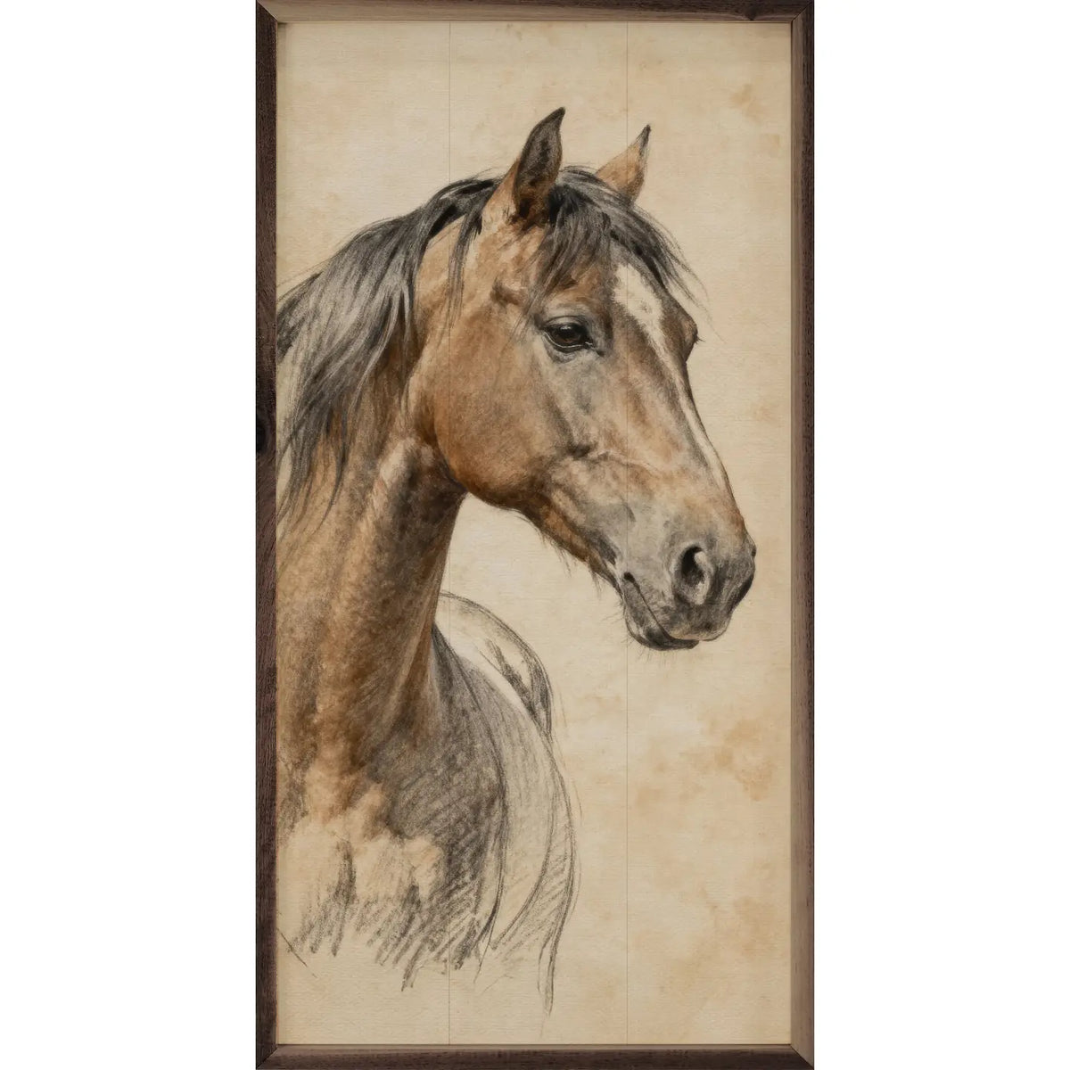 FRAMED: HORSE PENCIL STUDY 12 X 24