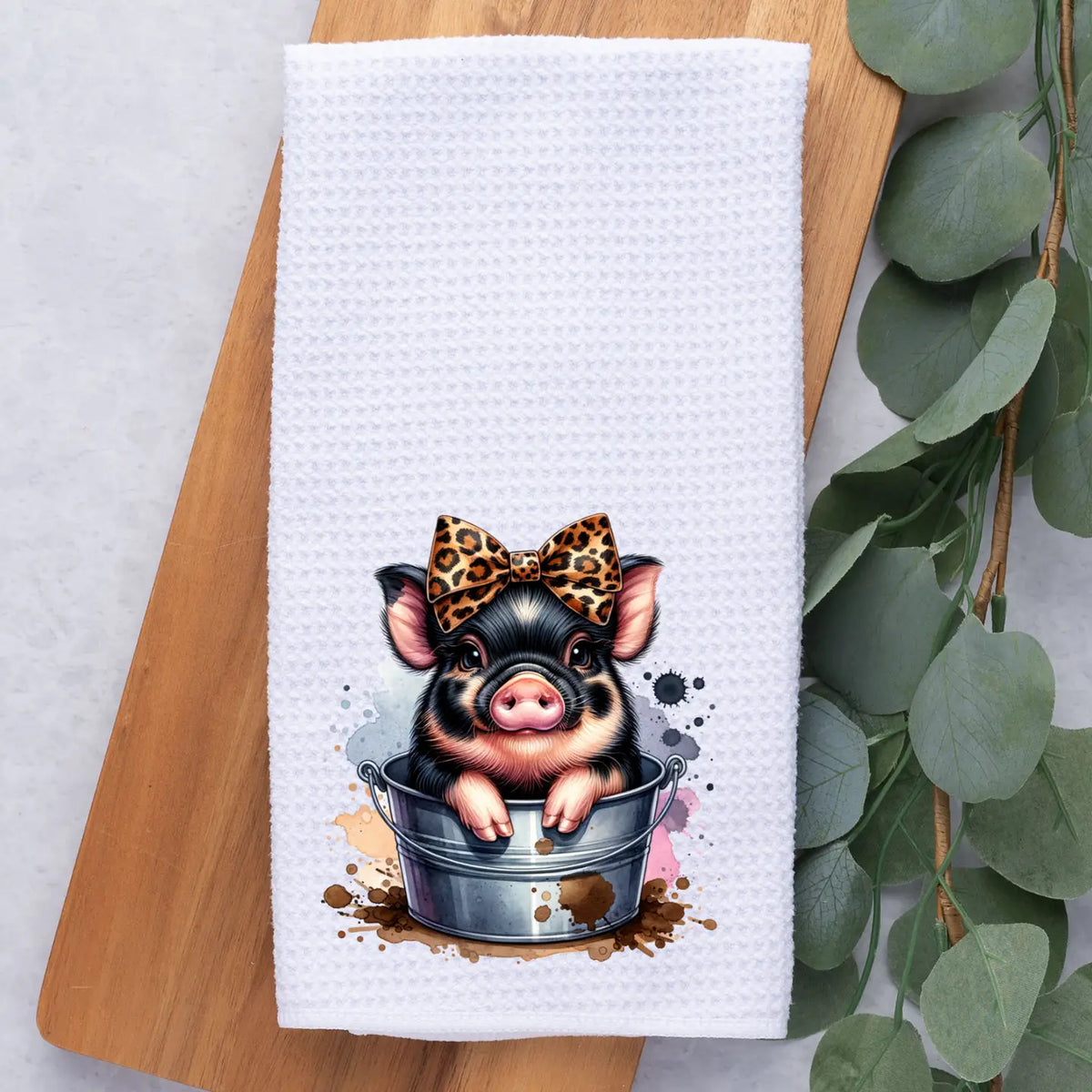 Baby Pig in Bucket Hand Towel