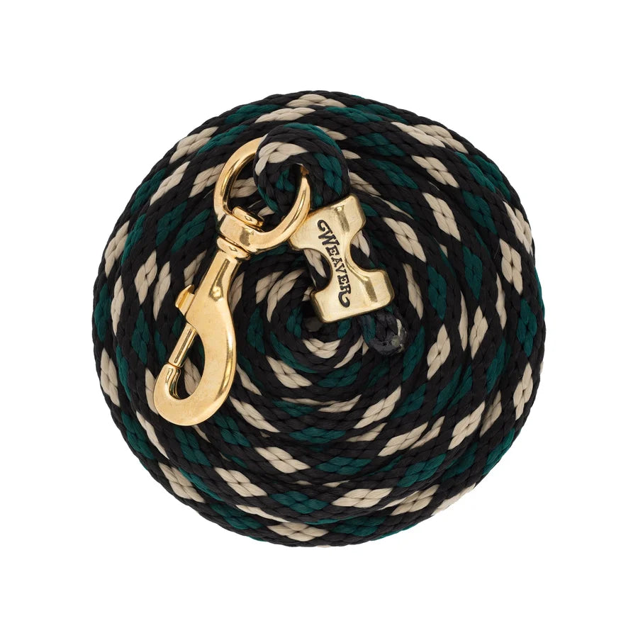 2026 WV Lead: Poly Rope, Brass Snap, 10' Black/Hunter Green/Tan